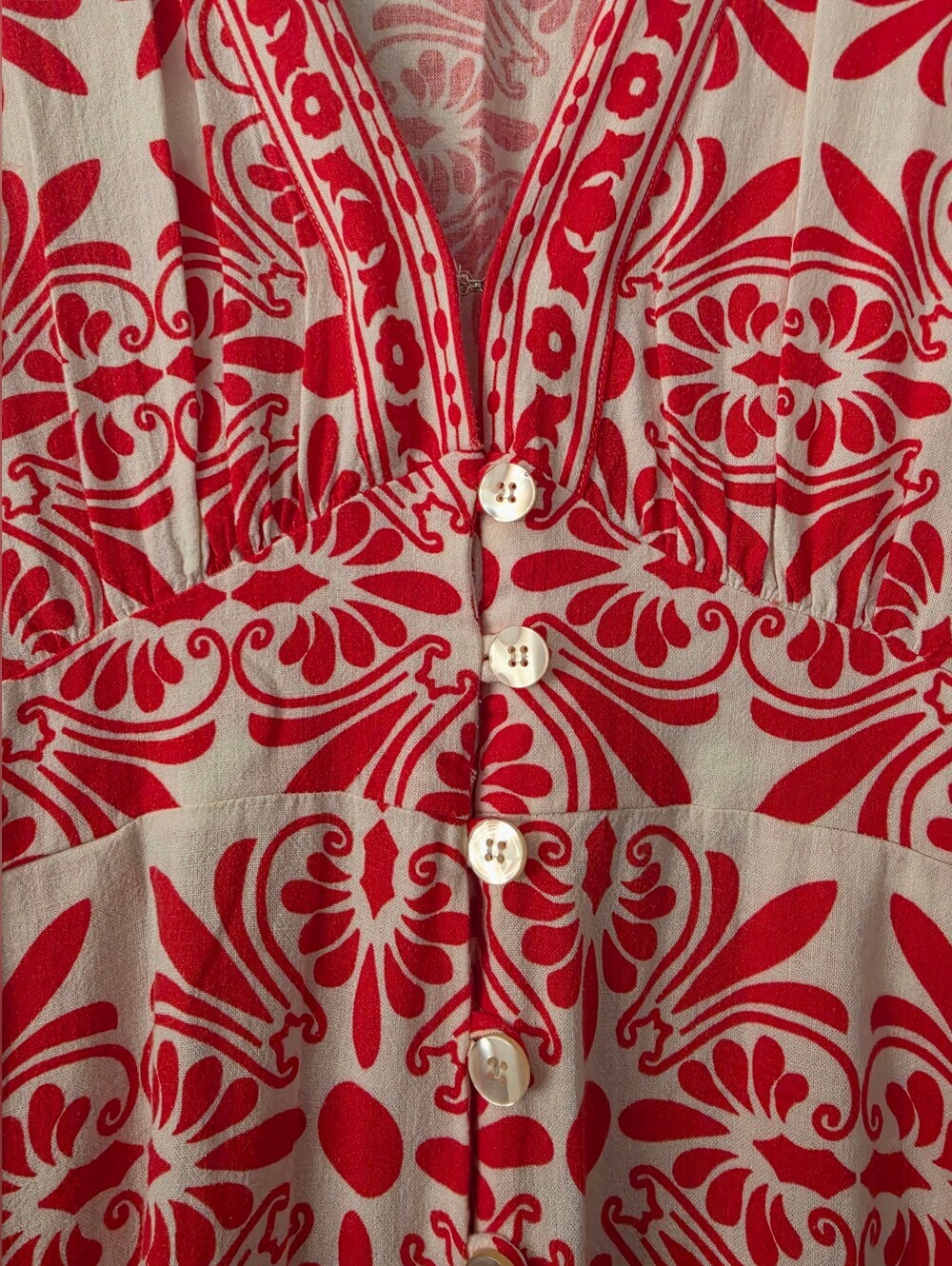 Farm Rio Anthropologie Printed Carmina Button Front Jumpsuit Small - Picture 8 of 12